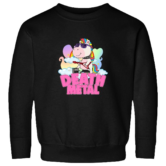 Funny Guitar Unicorns Death Metal Music Lover Guitar Playing Sweatshirts