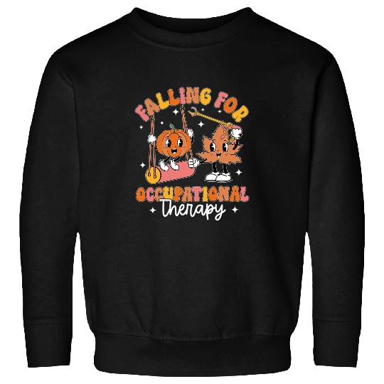 Falling For Occupational Therapy Groovy Autumn Leaves OT OTA Sweatshirts
