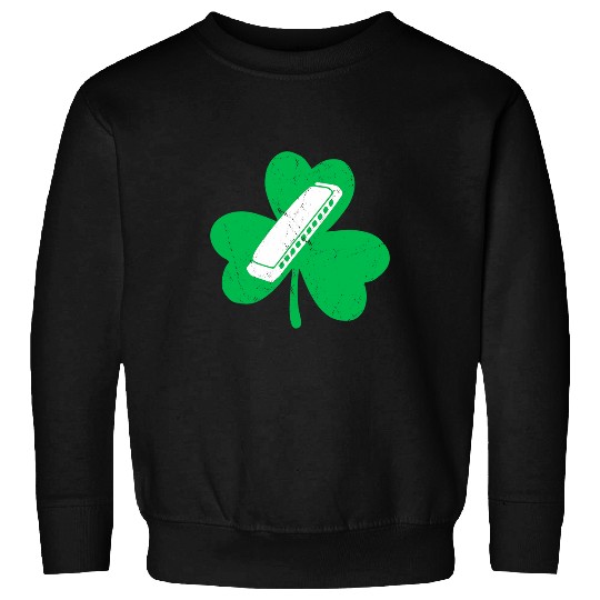 Funny Harmonica Music Lover Irish Shamrock Harmonica St. Patricks Day Sweatshirts