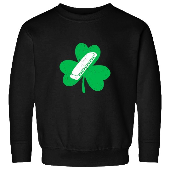 Funny Harmonica Music Lover Irish Shamrock Harmonica St. Patricks Day Sweatshirts