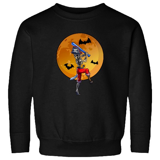 Sport Baseball Skeletons Men Boys Pirate Baseball Halloween 24 Sweatshirts