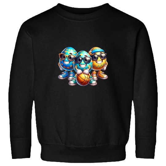 Sport Basketball Easter Egg Playing Basketball Sports KAWAI SQUAD Sweatshirts