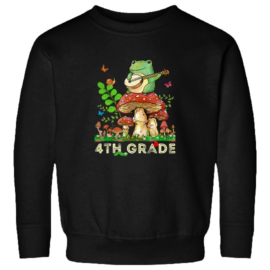 Funny Banjo Frog Playing Banjo Back To School 4th Grade Teacher Students Sweatshirts