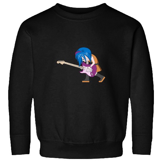Funny Guitar Anime Girl Rock Band Guitarist Guitar Player Music Lover Sweatshirts