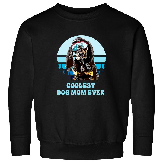 Coonhound Pet Black and Tan Coonhound Skiing Coolest Dog Mom Ever Sweatshirts