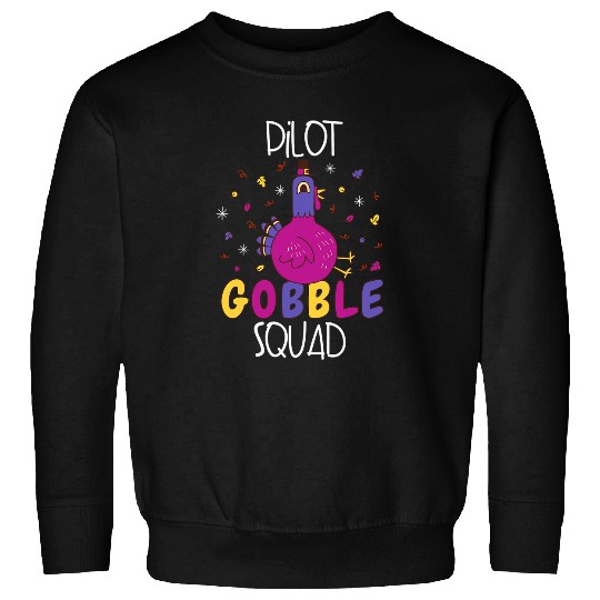 PILOT Squad Gobble Funny Thanksgiving Turkey Day Matching Sweatshirts