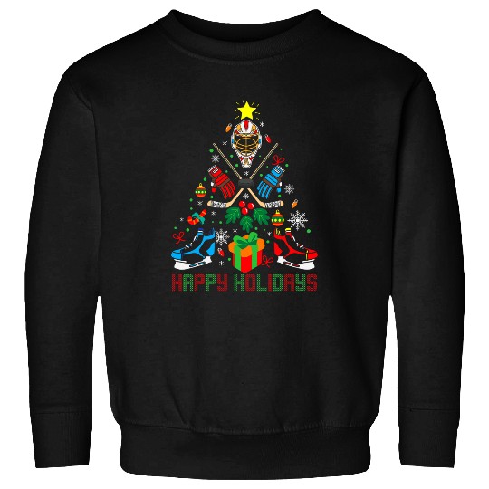 Sport Hockey Santa Hat Christmas Tree Pajama Cool Sport Xmas Sweatshirts