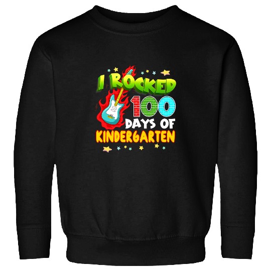 Funny Guitar I Rocked 100 Days Of Kindergarten 100th Day School Guitar 2 Guitarist Sweatshirts