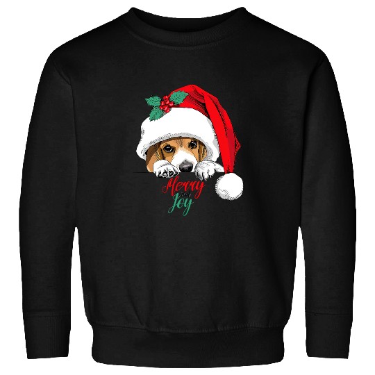 Beagle Pet In a Big Santas Cap And With a Holly Berry 66 Sweatshirts