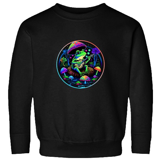 Funny Banjo Frog Cottagecore Aesthetic Frog Playing Banjo on Mushroom Cute 1 69 Sweatshirts