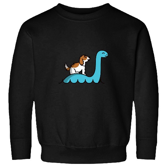 Cavalier Pet Riding Loch Ness Monster Cavalier King Charles Spaniel Sweatshirts