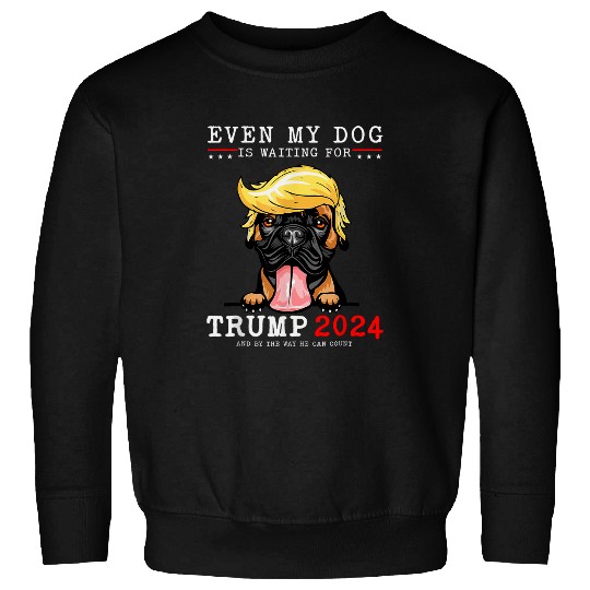Boxer Pet Funny Even My Dog Is Waiting For Trump 2024 Boxer Liberals Sweatshirts