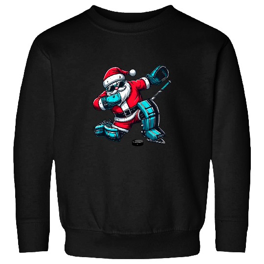 Sport Hockey Santa Dabbings Hockey Goalie Goalkeeper Goaltender Christmas Sweatshirts