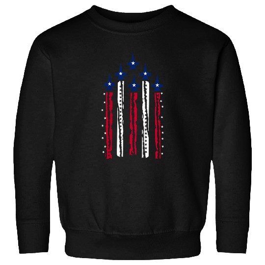 Kids American Flag Patriotic Fighter Jet Airplane Plane US Sweatshirts