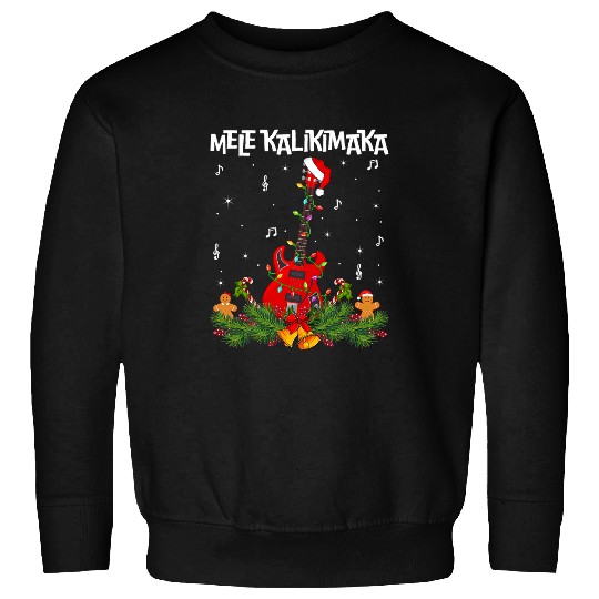 Funny Guitar Mele Kalikimaka Christmas Ukulele Guitar xmass Lights Santa Guitarist Sweatshirts