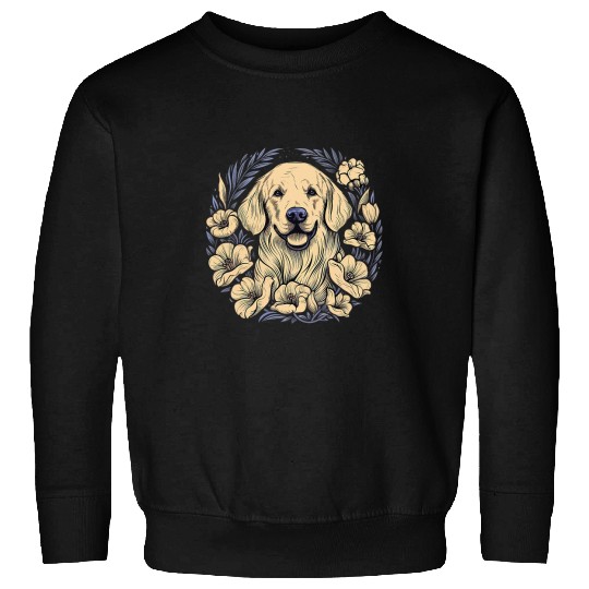 Golden Retriever Pet A Golden Retriever surrounded with Lilies illustration 1 Sweatshirts