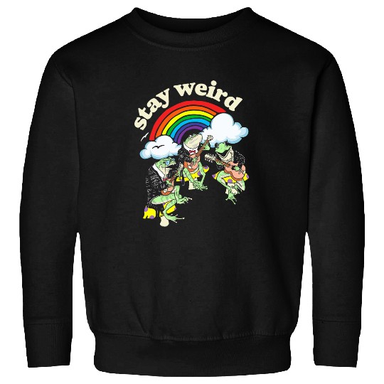 Funny Guitar Stay Weird Cute Funny Frogs Guitar Banjo 2Rainbow Music Sweatshirts