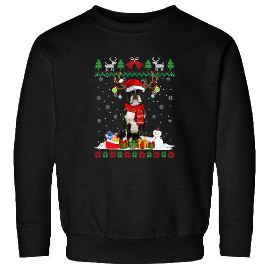 Boston Terrier Pet Santa Hat xmass Ugly Christmas Sweater Sweatshirts