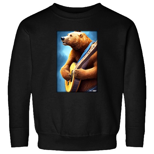 Funny Guitar Bear Guitar Wild Animal Musician Forest Animal Zoo Animal Nature Cute Bears Sweatshirts