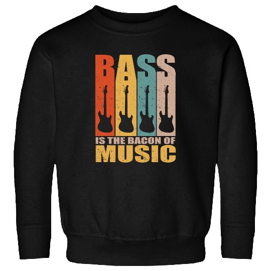 Guitarist Retro Bass Is The Bacon Of Music vintages Bass Guitar Sweatshirts