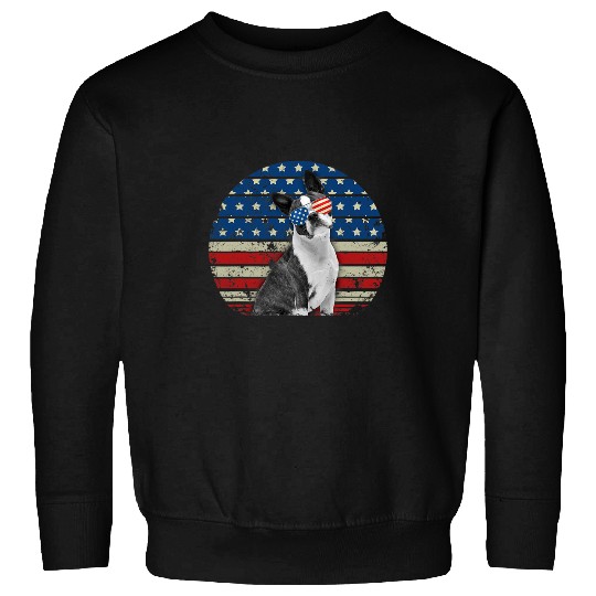 Boston Terrier Pet Retro Patriotic Boston Terrier American Flag Sweatshirts