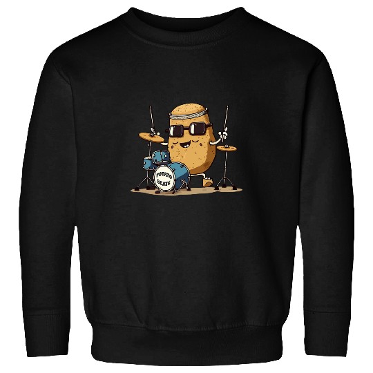 Funny Drummer Lacrosse Gift Funny Potato Lover Drummer Boy Tater Tots French Fries Sweatshirts