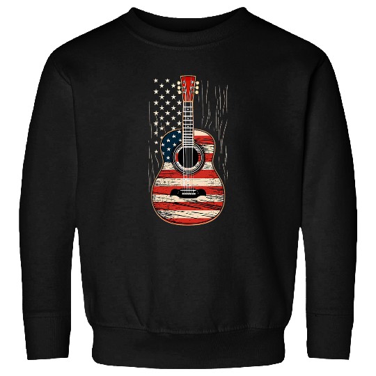 Funny Guitar Western Music Guitar American Flag 4th Of July Cowboy Sweatshirts