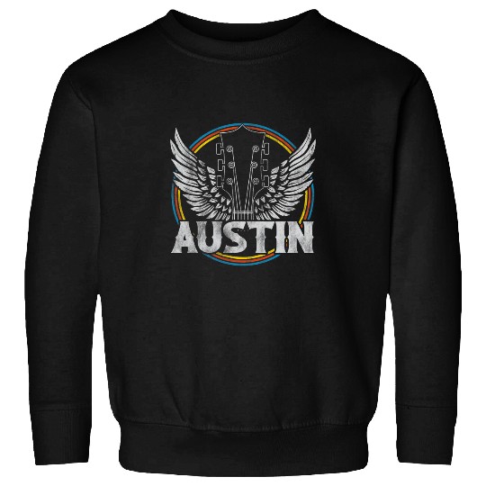Funny Guitar Retro Austin Texas Guitar vintages Country Music Concert Guitarist Sweatshirts