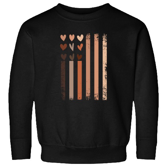 Black History Month USA flag Skin Tone Hearts Melanin gift Sweatshirts