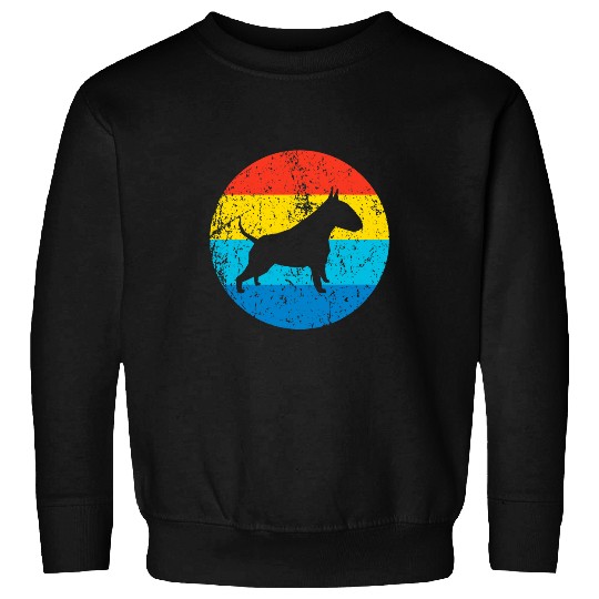 Bull Terrier Pet Breed Silhouette Retro 1970s Circle Sweatshirts