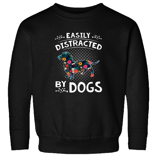 Dachshund Pet Easily Distracted By Dogs Wieners Dachshund Floral Dog Mom Sweatshirts