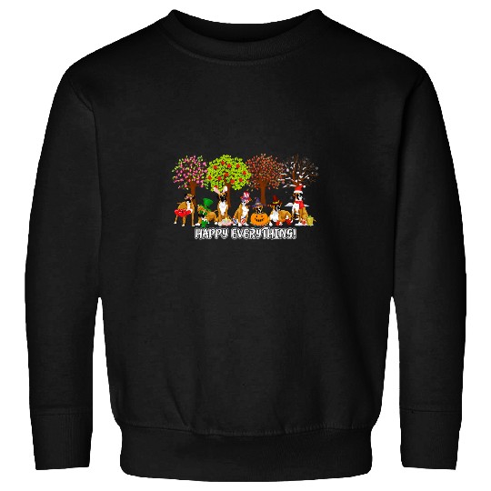 Boxer Pet Happy Everything Boxer Seasons All Year Tree Dog Lover 287 Sweatshirts