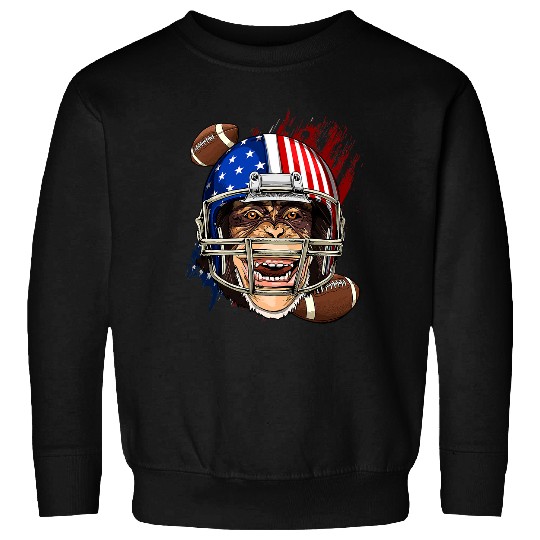 Sport American Football Player Monkey Face Patriotic Monkey Lover Sweatshirts