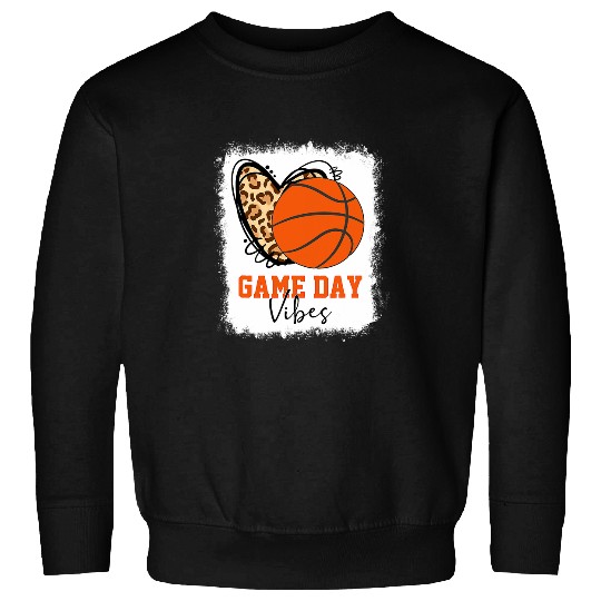 Sport Basketball Bleached Basketball Game Day Vibes Softball Mom Tie Dye Sweatshirts