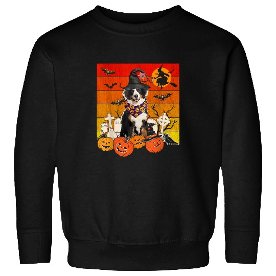 Bernese Mountain Pet Vintage Retro Bernese Mountain Dog Witch Scary Pumpkins 83 Sweatshirts