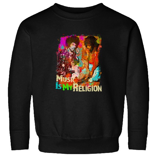 Funny Guitar Lover vintages Music Is My Religion Classic Rock Guitar Fan Tee Sweatshirts