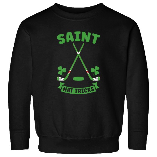 Sport Hockey Saint Hat Tricks Hockey St Patricks Day Shamrocks Kids Boys 1 Sweatshirts