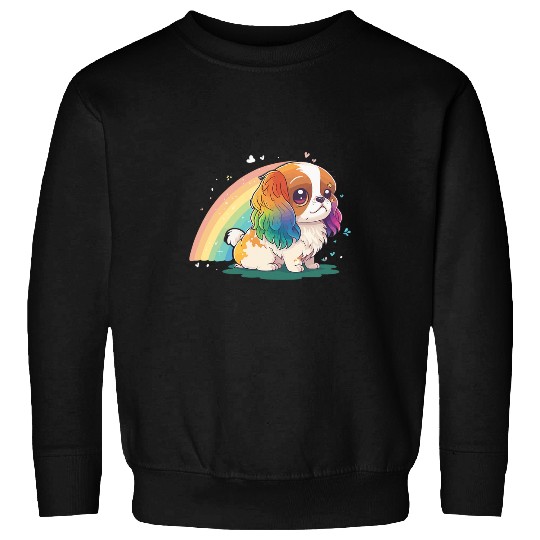 Cavalier Pet Colorful Cavalier King Charles Spaniel Dog Rainbow Kids Sweatshirts