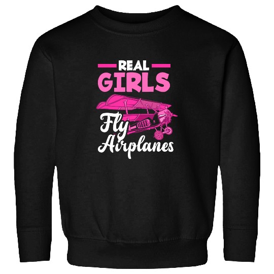 Pilot Real Girls Fly Airplanes Light Sport Aircraft Pilot Sweatshirts