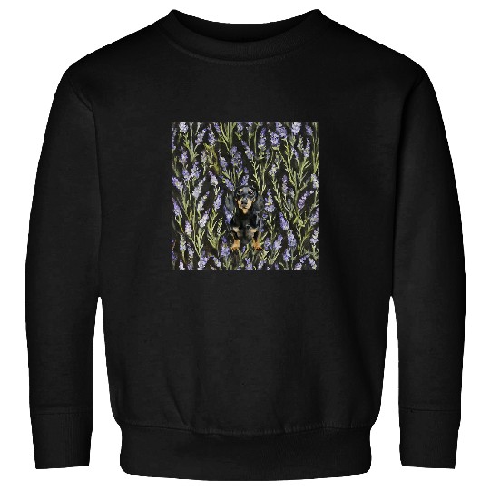 Dachshund Pet Purple Lavender vintages Plant Pattern Sweatshirts