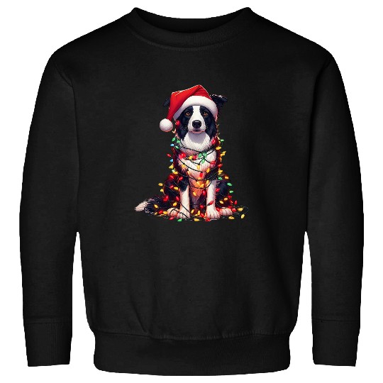 Border Collie Pet Tangled In Christmas Lights bests Dog Lovers Sweatshirts