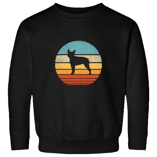 Boston Terrier Pet Retro Vintage 60s 70s Sunset Dog Lovers Men Sweatshirts