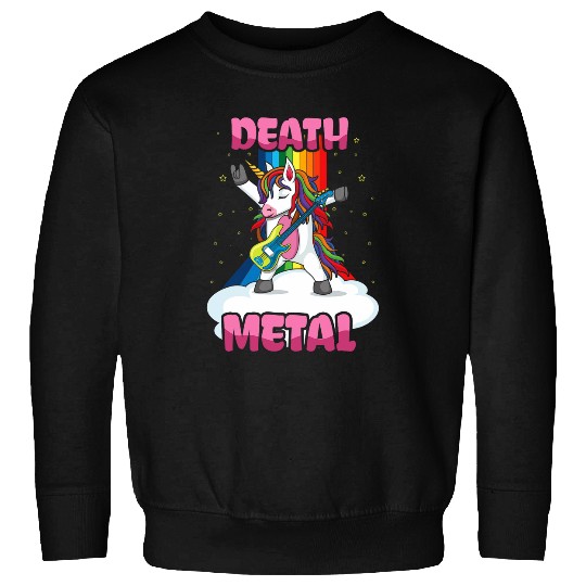 Funny Guitar Rocker Unicorns Rainbow Metal Music Lover Guitar Metal Sweatshirts
