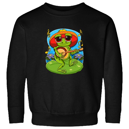Funny Banjo Frog Playing Banjo on Mushroom Cute Cottagecore Aesthetic 8 Sweatshirts