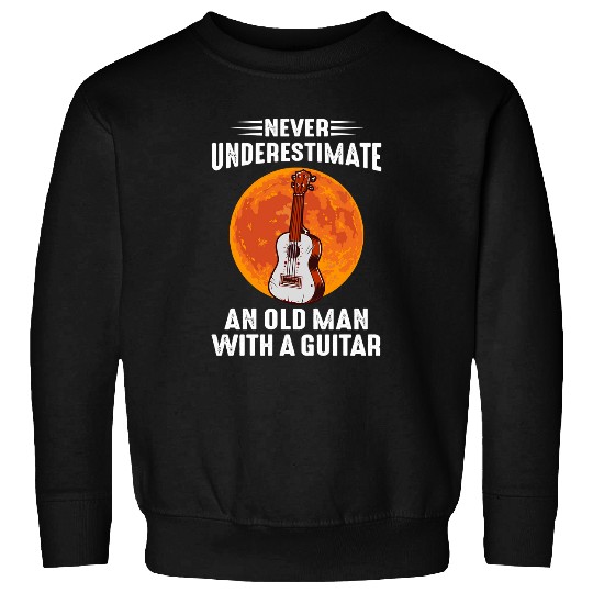 Funny Guitar Never Underestimate An Old Man With A Guitar Funny Guitar Red Moon Halloween 235 Sweatshirts