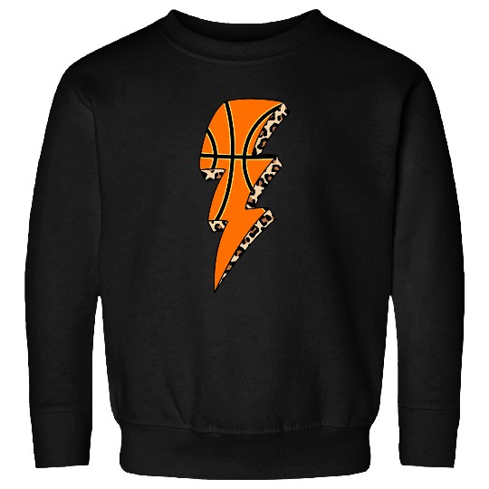 Funny Basketball Leopard Basketball Lightning Bolt Basketball Mom Game Day Sweatshirts