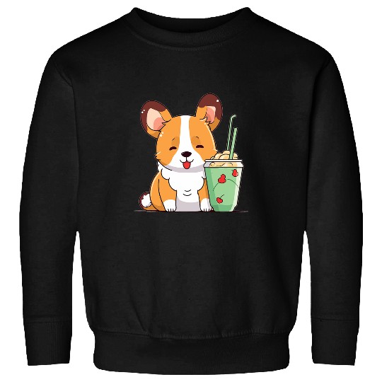 Corgi Pet Boba Milk Tea Corgi Bobas Welsh Dog Puppy Bubble Tea Kawaii 6 Sweatshirts