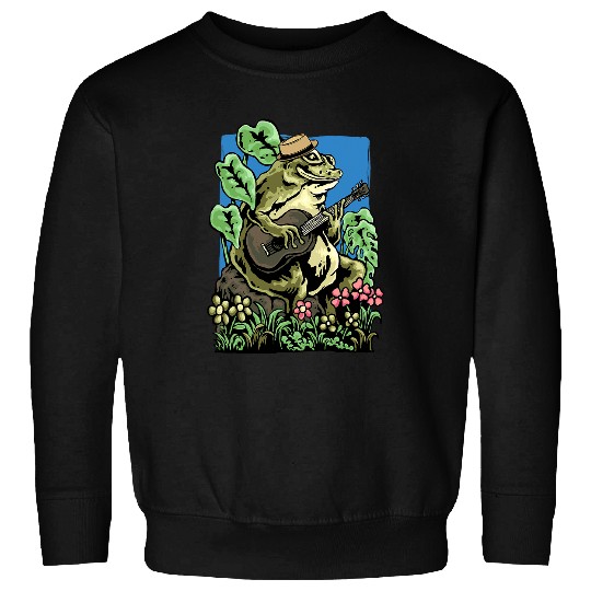 Funny Banjo Frog Cottagecore Aesthetic Frog Playing Banjo On Mushroom Cute 2 8 Sweatshirts