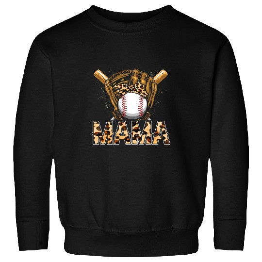 Sport Baseball Mama Leopard Matching Family Softball Lover Sweatshirts