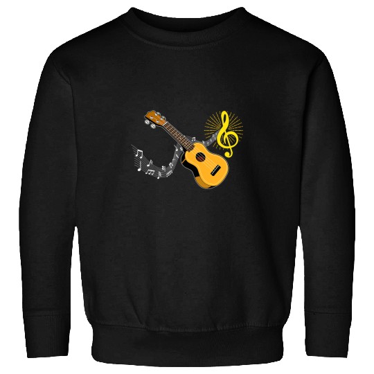 Funny Ukulele Hawaii Tropical Music Note Gift Ukulele Player Sweatshirts